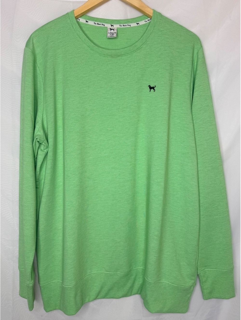 The Black Dog Lime Green Lightweight Crewneck Sweatshirt Large